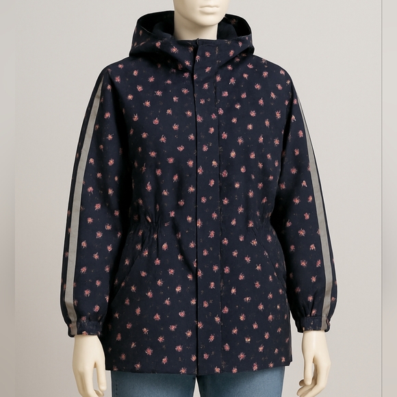 CAbi Rainy Day Jacket in Black and Pink Floral Print #4115 Size Medium - Picture 1 of 10